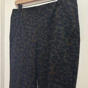 CHICOS Black Brown Animal Print Elastic Waist Tapered Leg Pants Sz 1.5R